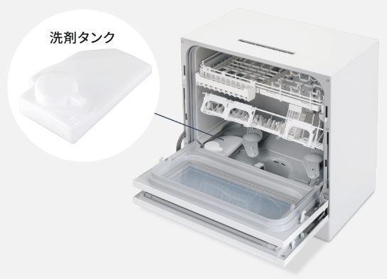 液体洗剤が入るタンクを本体に内蔵