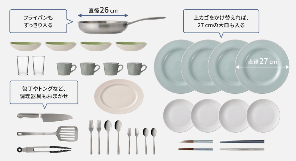 食器や調理器具がまとめて洗える