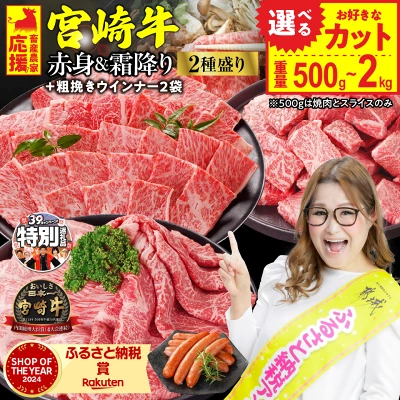 宮崎牛【赤身＆霜降り】2種食べ比べセット（宮崎県都城市）